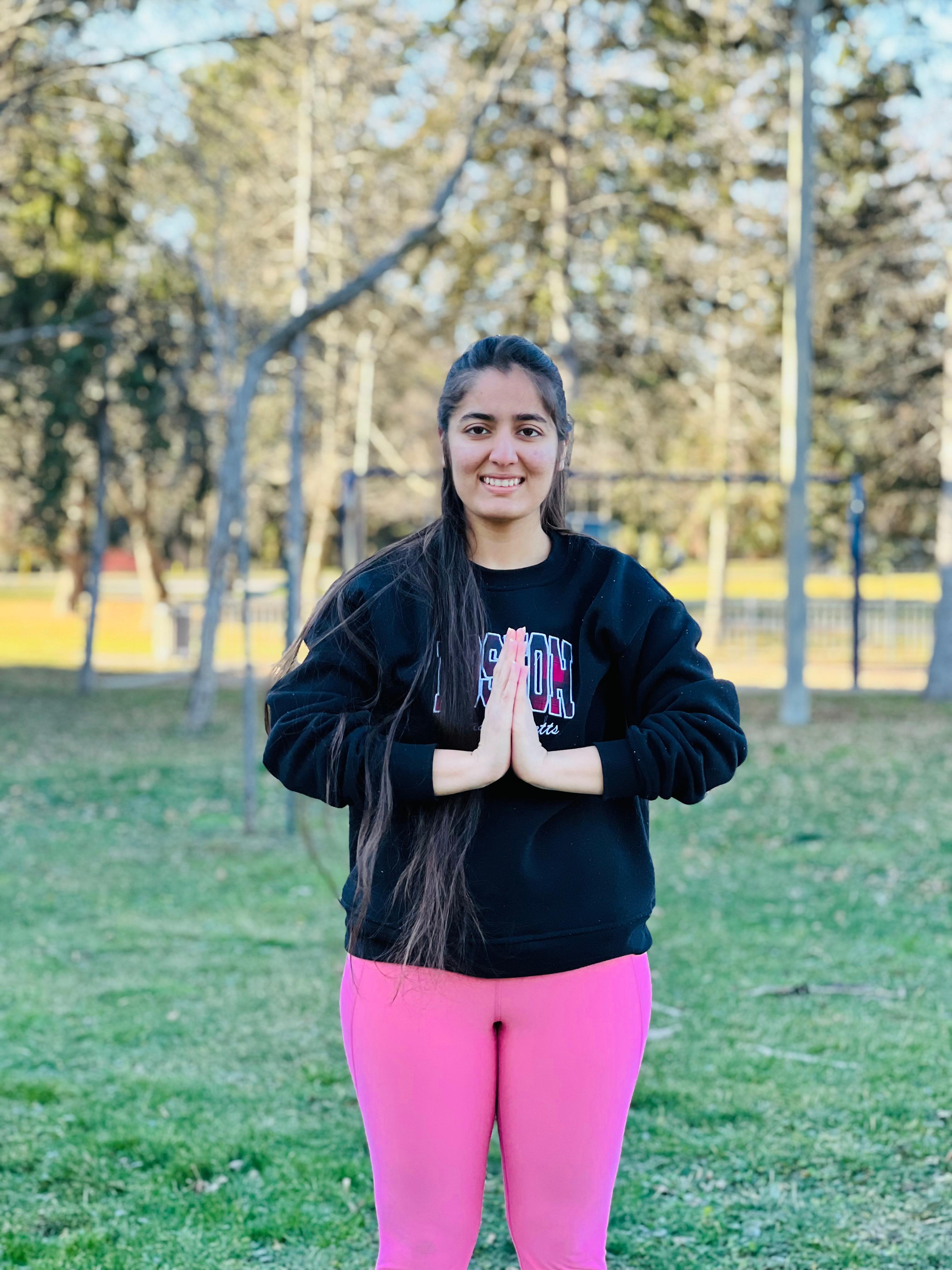 Priya practising yoga